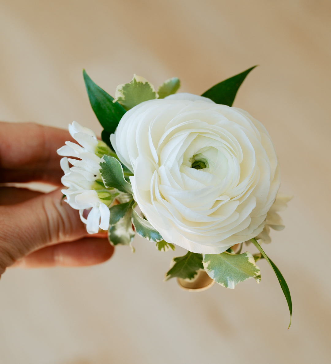 Neutral White Garden Wrist Corsage image 1