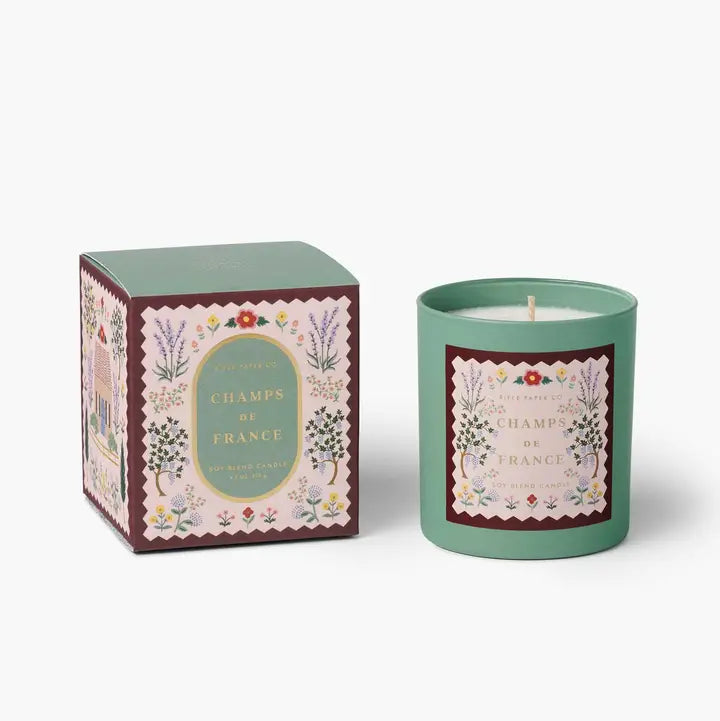 Champs de France candle with packaging on a white background
