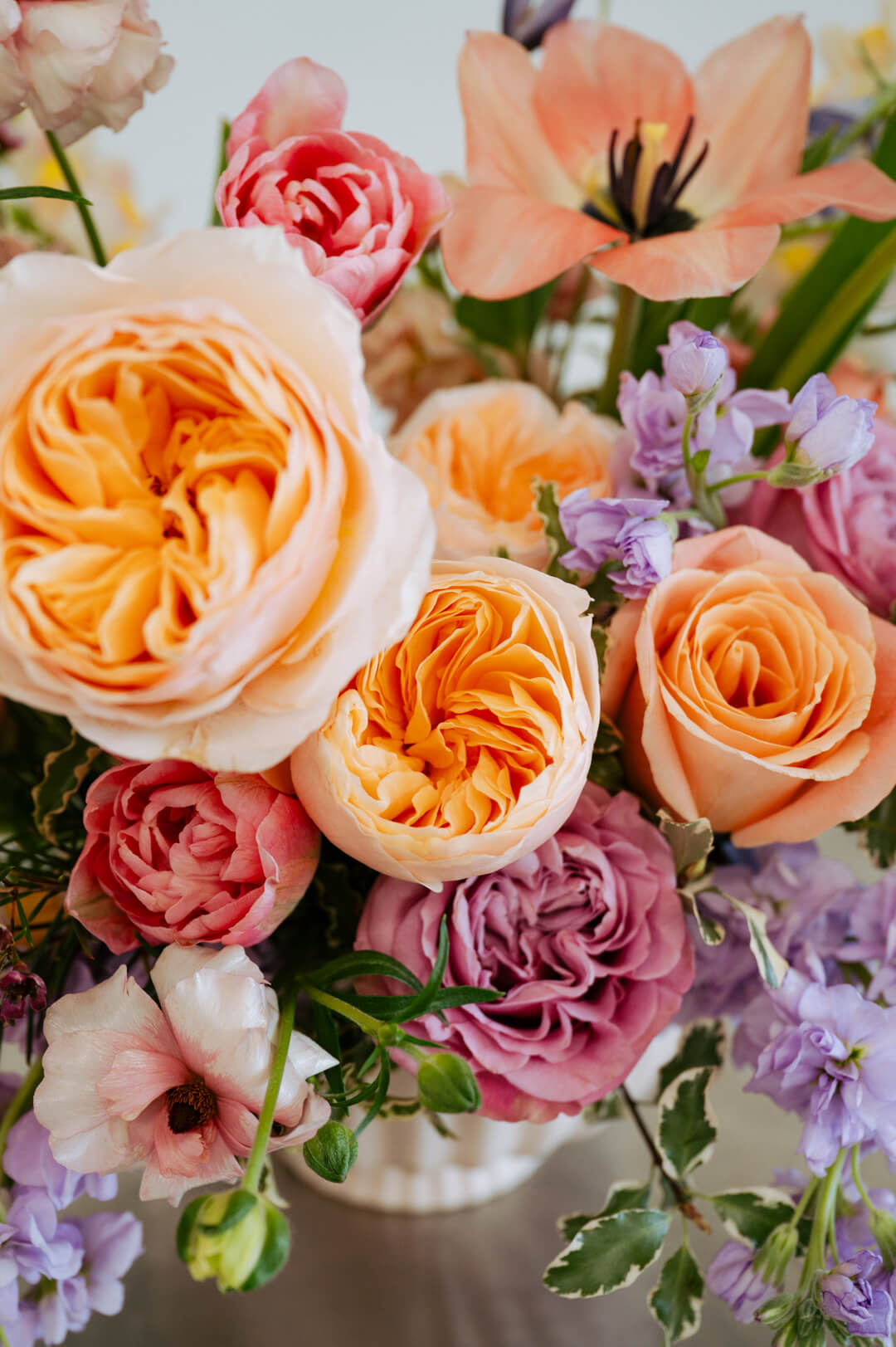 Luxe Grand sized spring flower arrangement close up photo. Available for same day local delivery and pickup in Columbus Ohio 